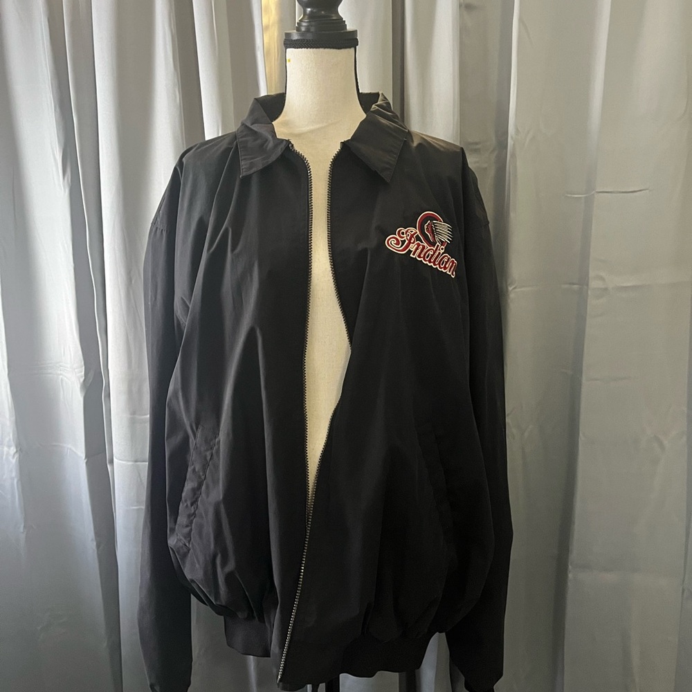 Indian Motorcycle Classic Black Bomber Jacket. Lightweight